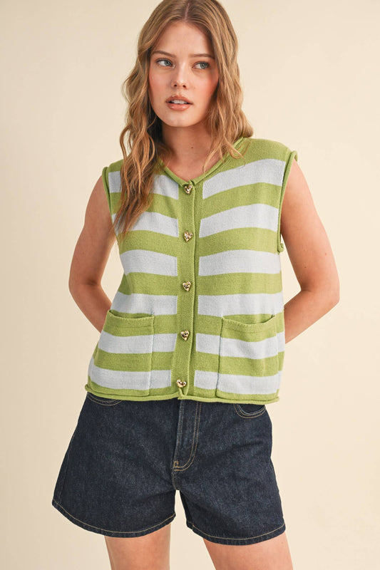 STRIPED KNIT SWEATER VEST
