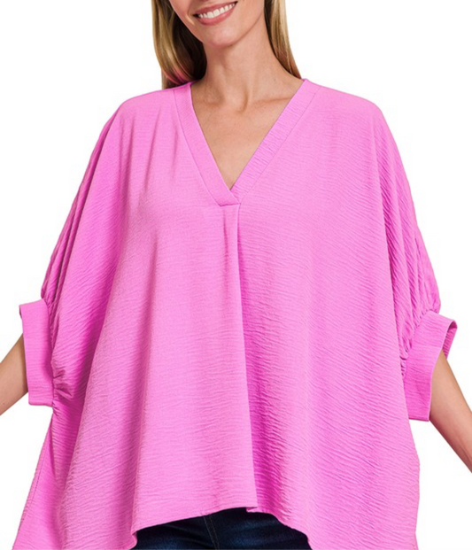 Woven Airflow Half Sleeve Bright Mauve