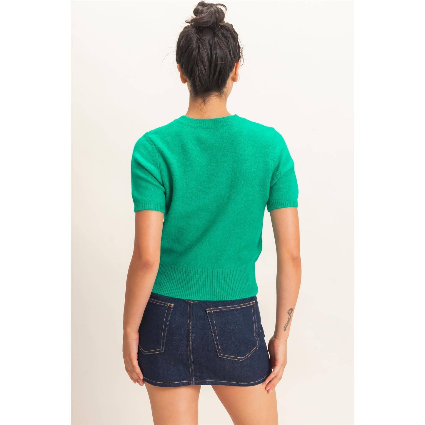 Crew Neck Short Sleeve Knit Top