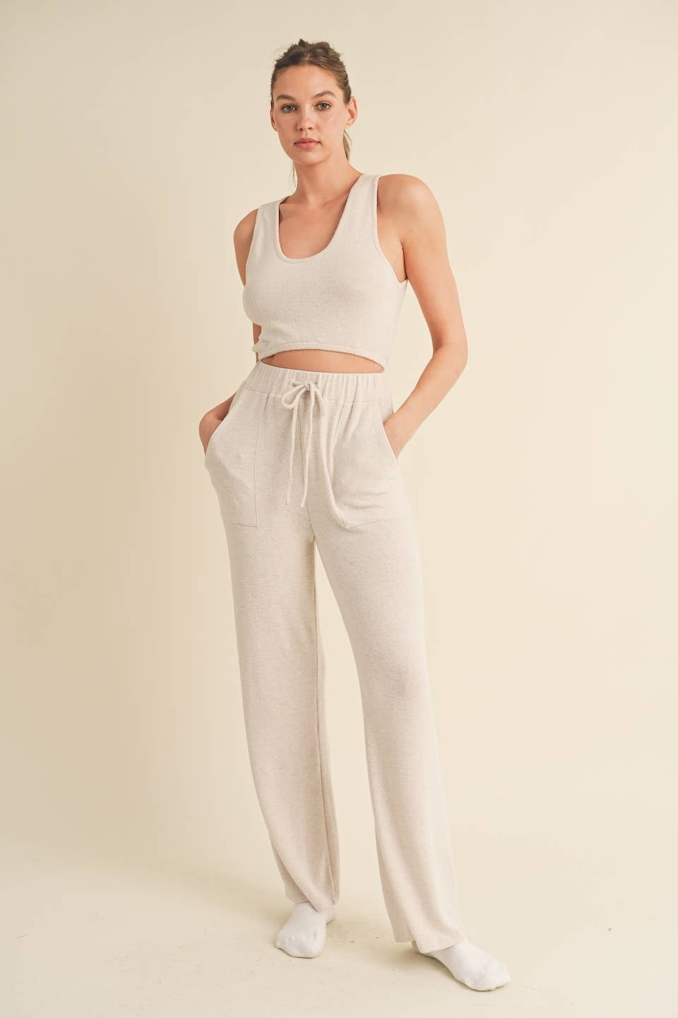Soft Brushed Hacci Lounge Tank and Pants Set