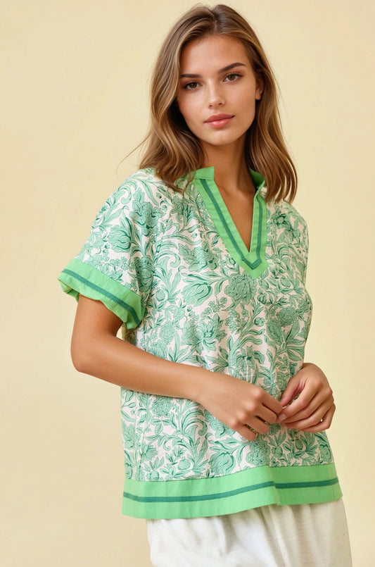 FLORAL PRINTED RUFFLE TIERED TOP