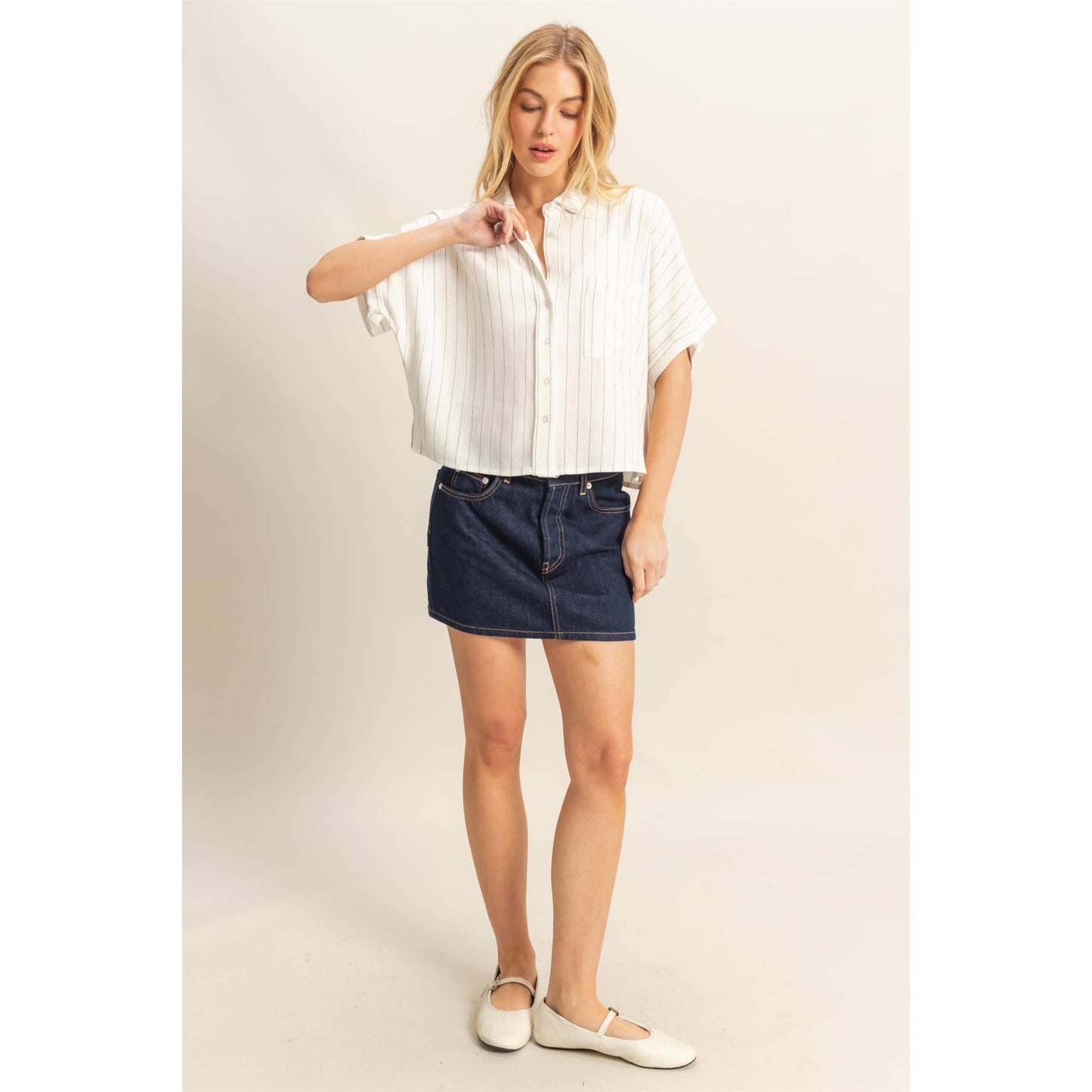 Linen Striped Button Down Shirt