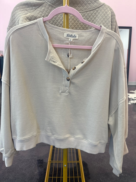 Dolman Sleeve Henley Sweat Top