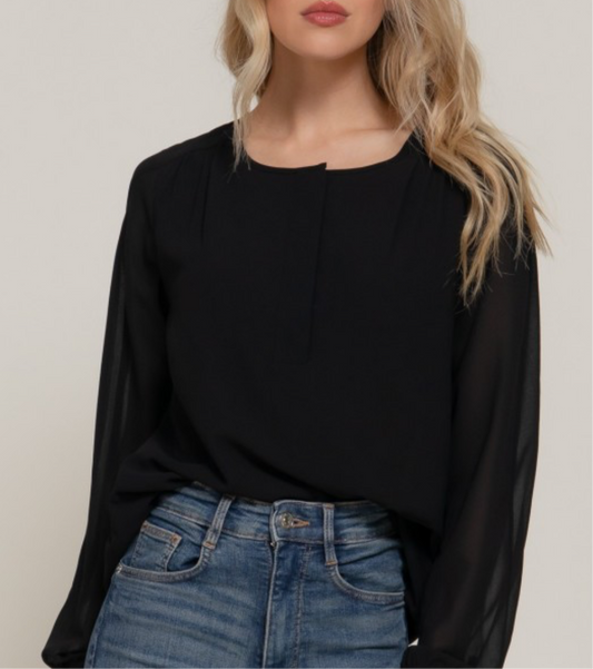 Chiffon Blouse Long Sleeve Black