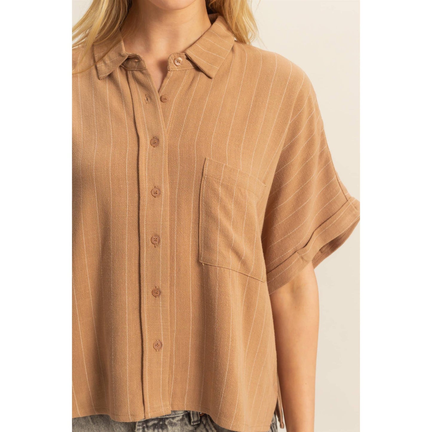 Linen Striped Button Down Shirt