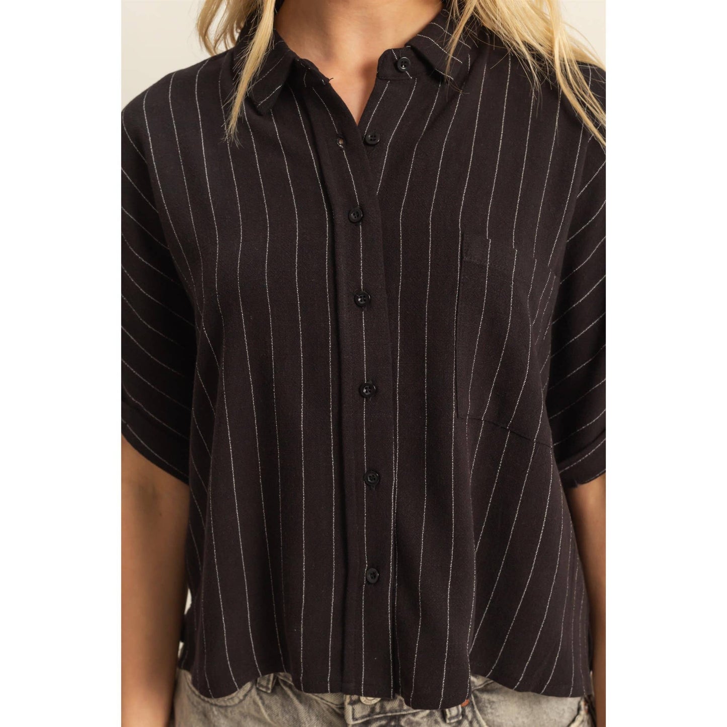 Linen Striped Button Down Shirt
