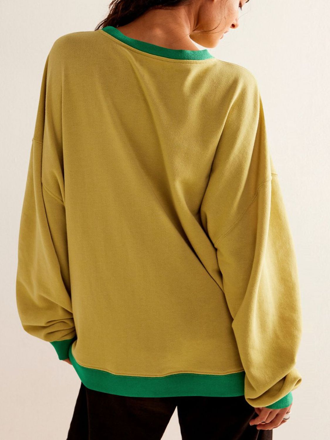 Mandy Contrast Trim Round Neck Long Sleeve Sweatshirt