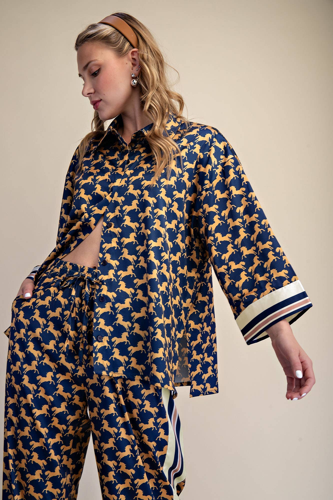 Button Front Animal Print Shirt