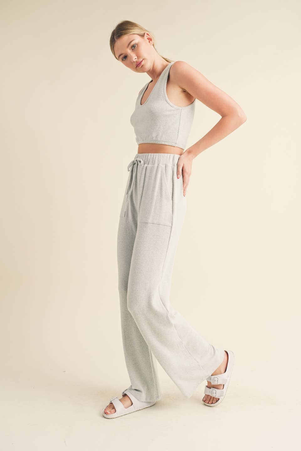 Soft Brushed Hacci Lounge Tank and Pants Set