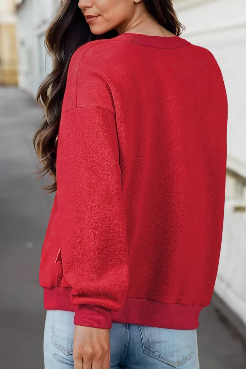 Reversible Oversize Valentine Mock Neck Sweatshirt | S-XL