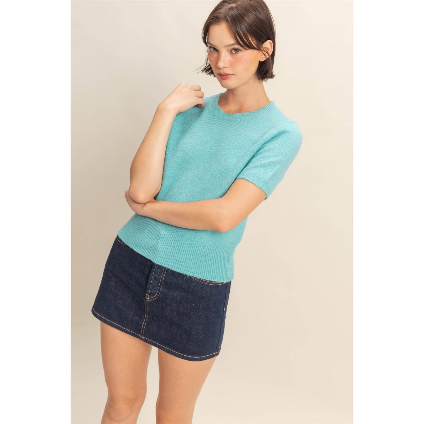 Short Sleeve Sweater Top