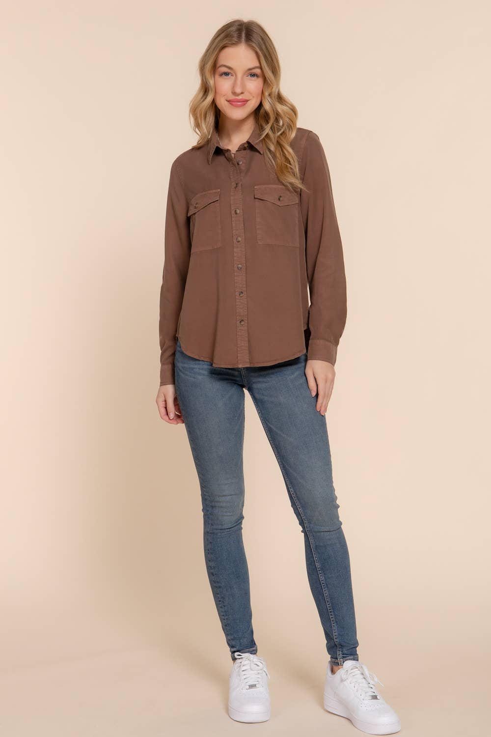 Long Sleeve Color Lyocell Shirt