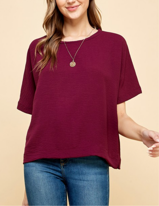 Solid Top 1/2 Sleeves Burgundy