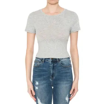 Short Sleeve Crop Tee - Grey