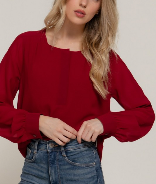Chiffon Blouse Long Sleeve Ruby