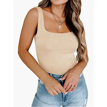 Basic Stretch Tank Khaki