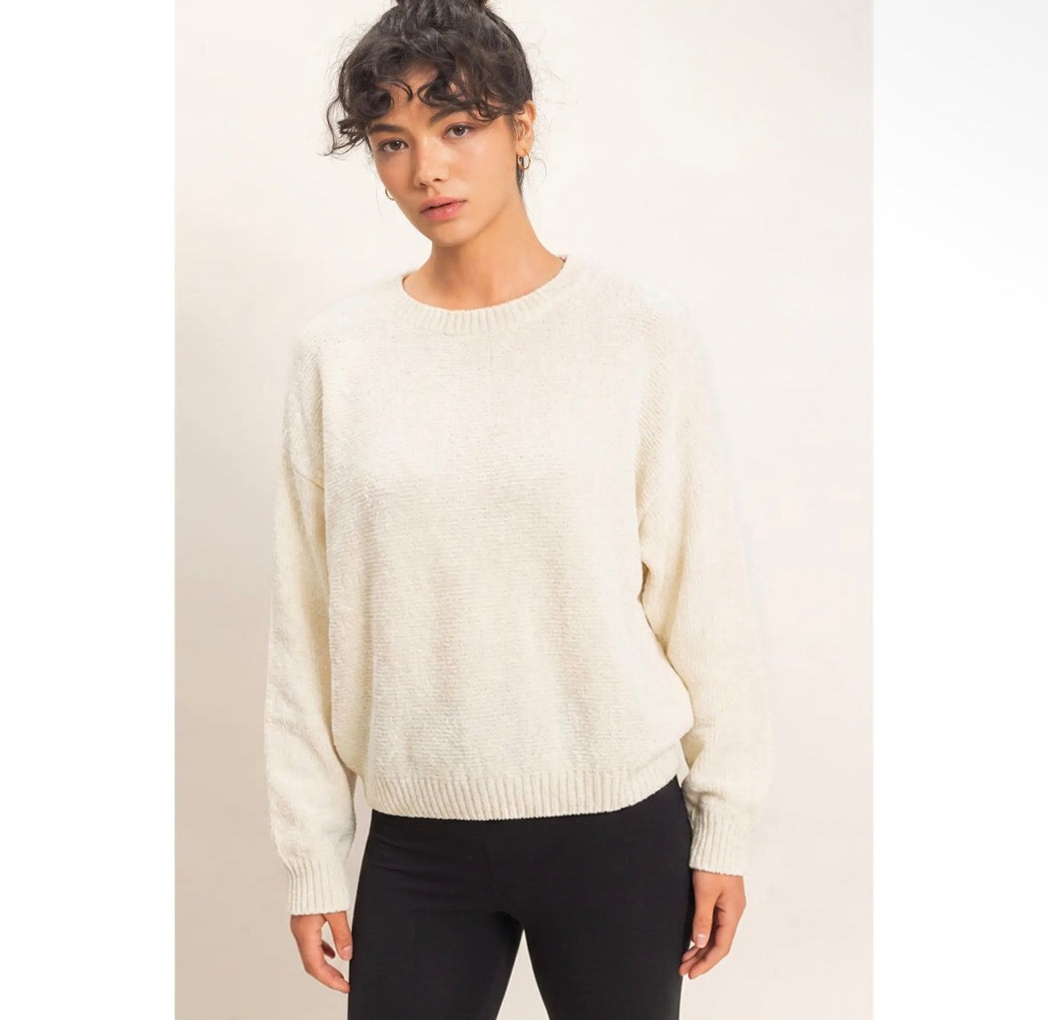 Chenille Crewneck Sweater Cream