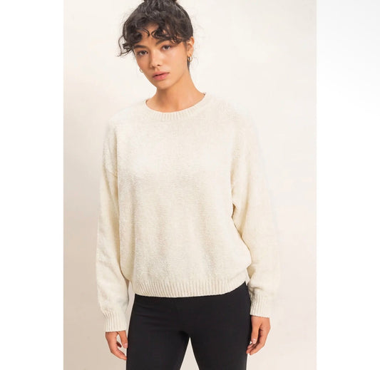 Chenille Crewneck Sweater Cream