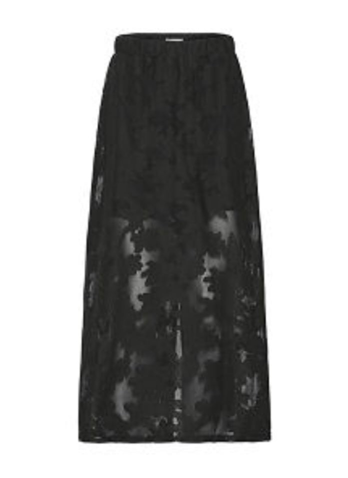 Ichi Black Floral Maxi Skirt