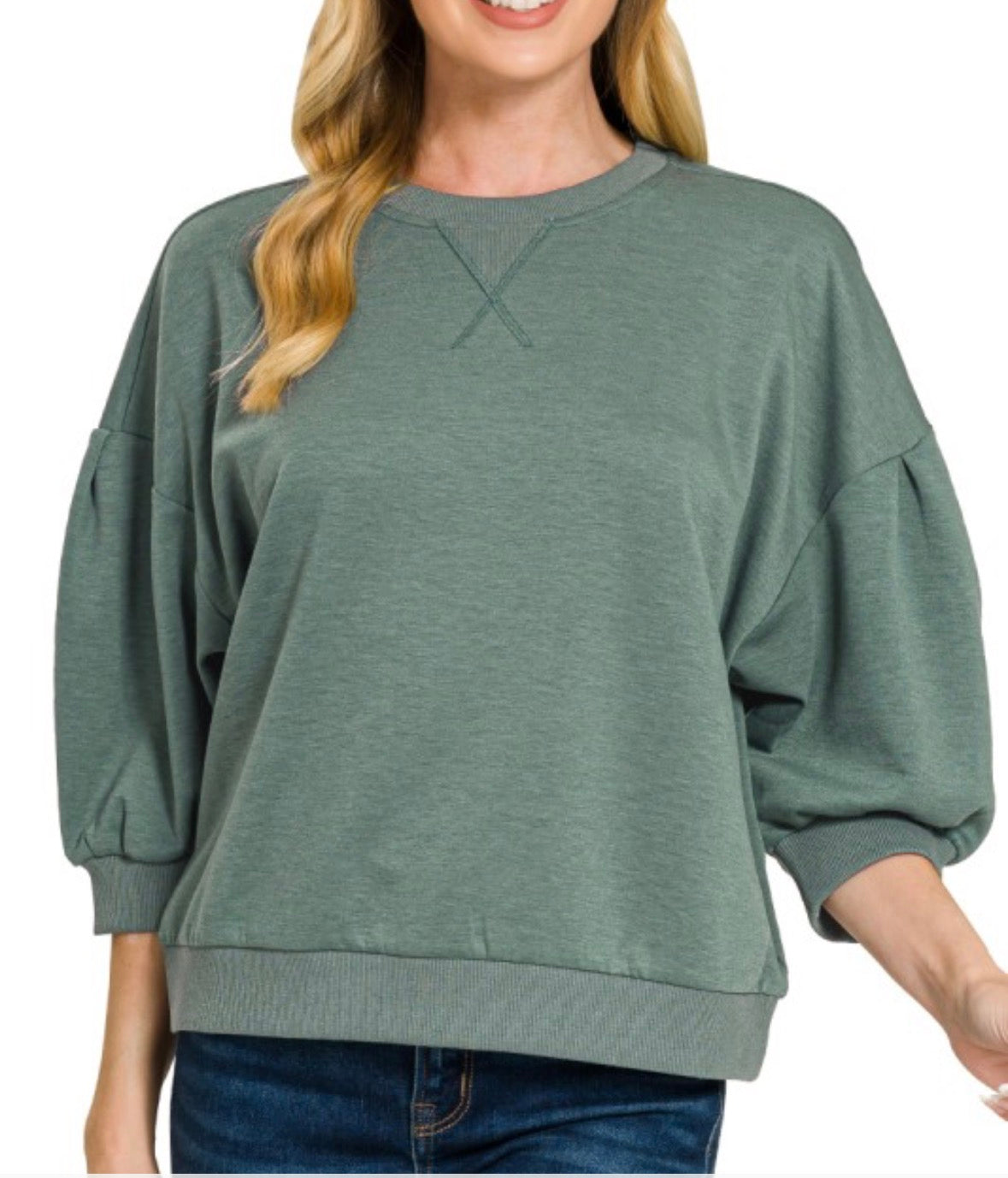 Scuba Dolman Top Ash Jade
