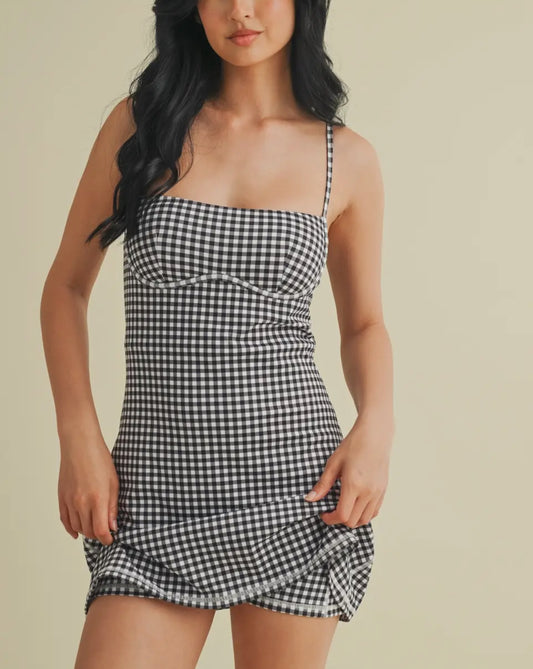Black Gingham Tennis Dress