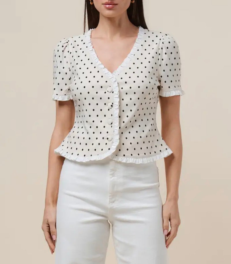 Polka Dot Ruffle Blouse