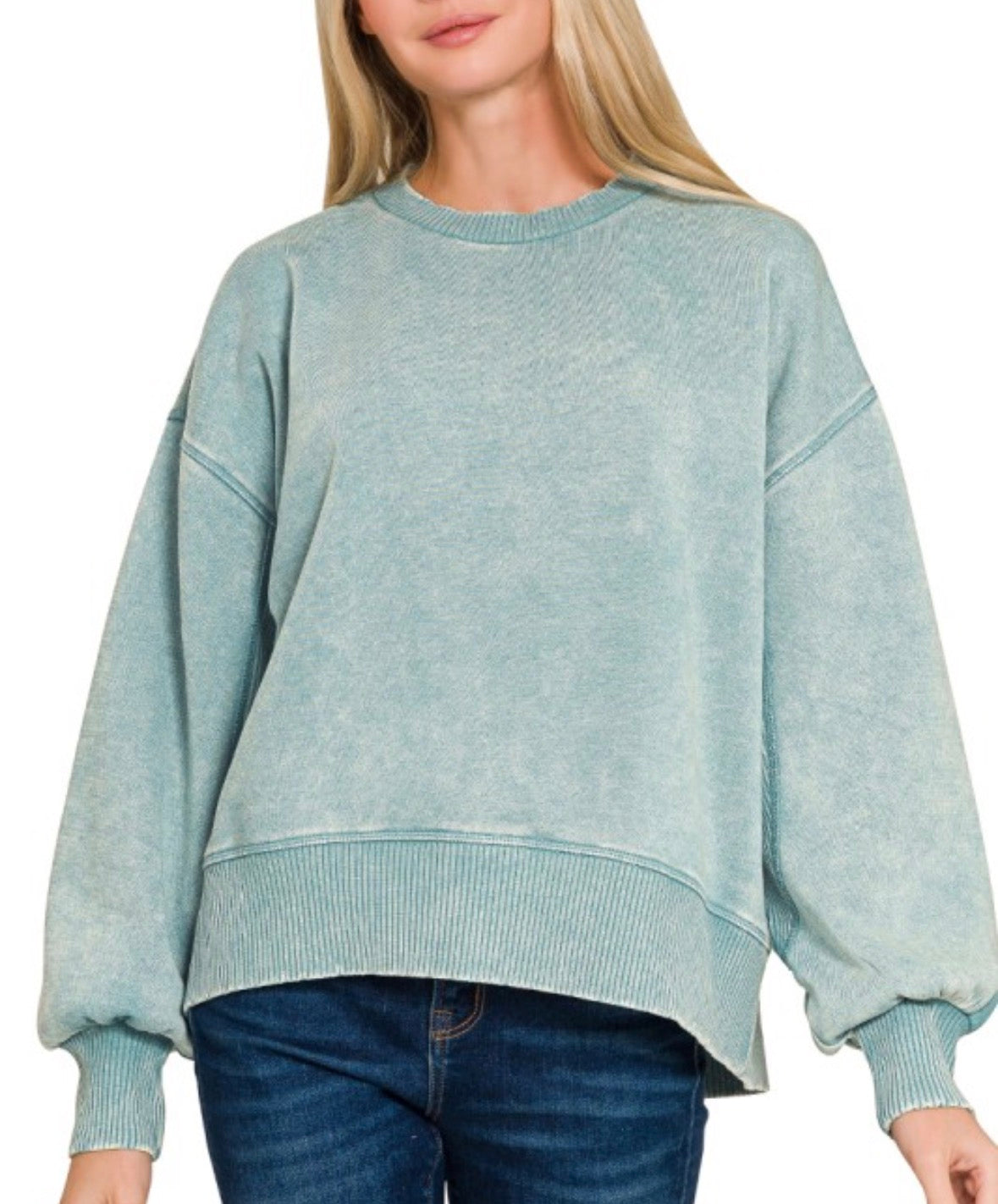 Acid Wash Oversized Sweatshirt Ash Blue