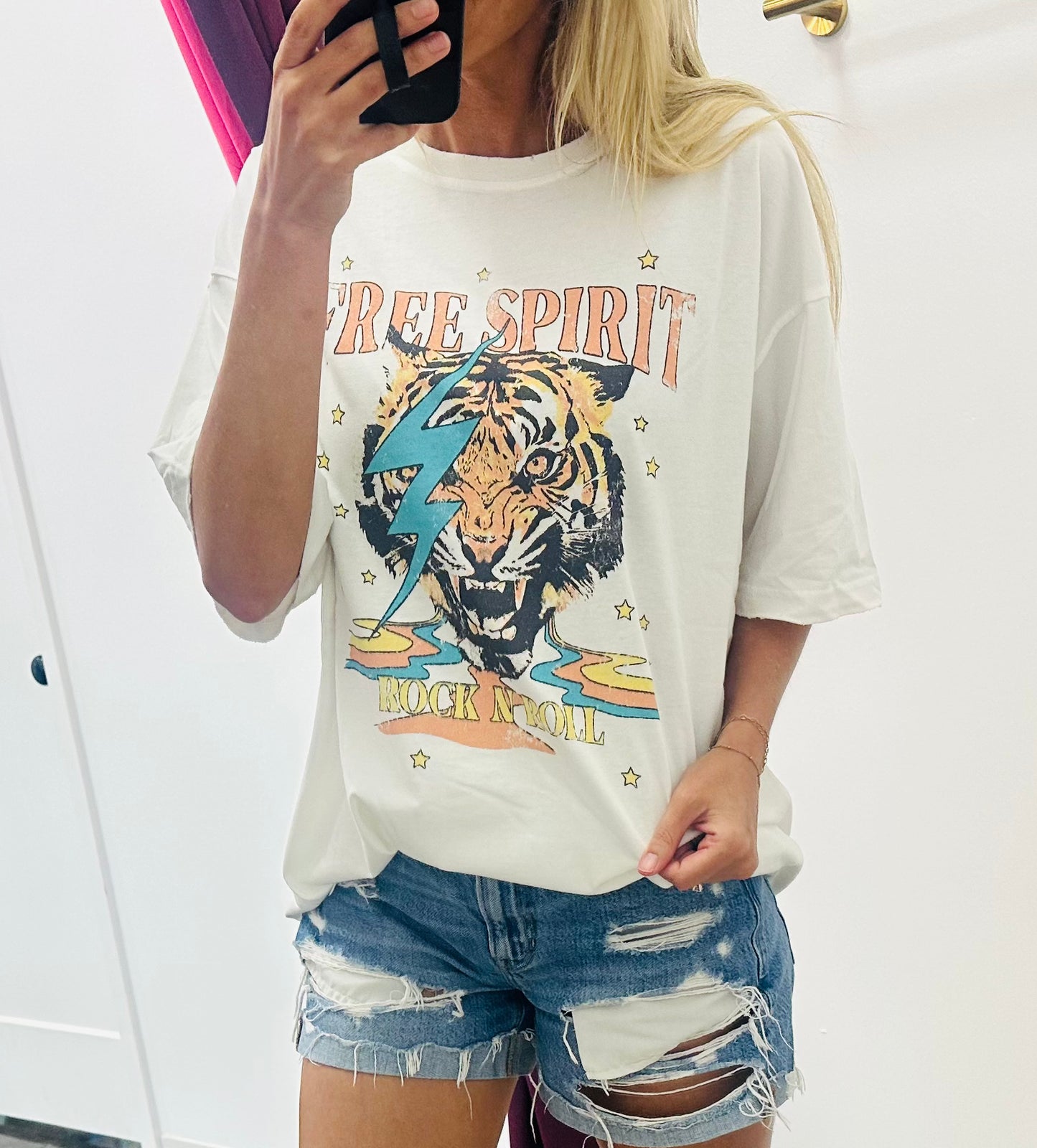 Free Spirit Oversized White Tee
