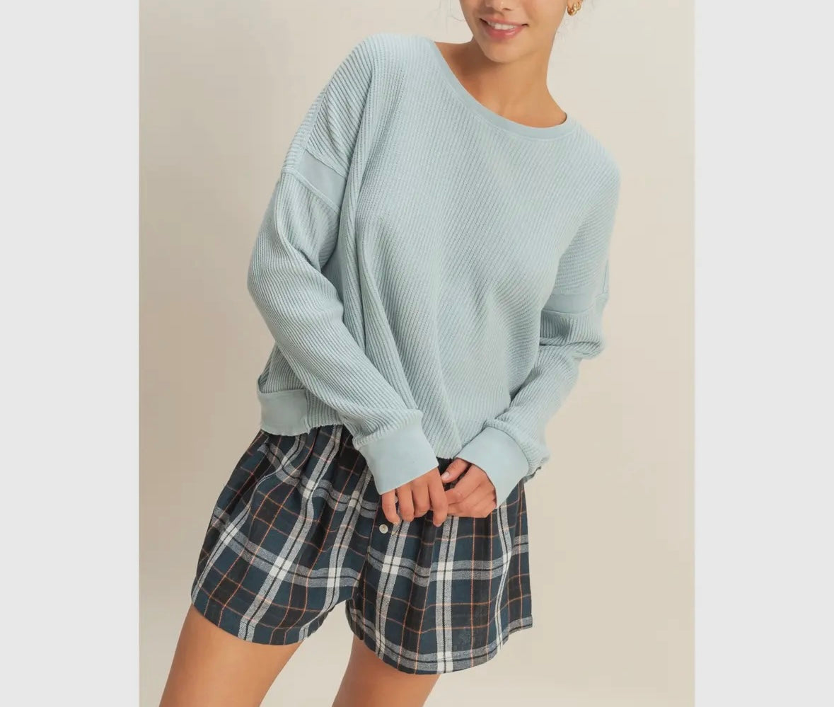 Cut out Back Long sleeve Sky Blue