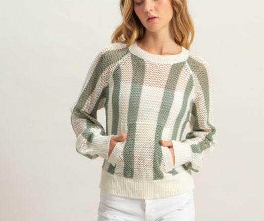 HYFVE Stripe Knit Sweater-Sage
