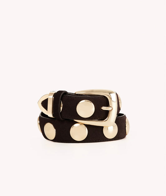 Dark Cacao Suede Gold Belt