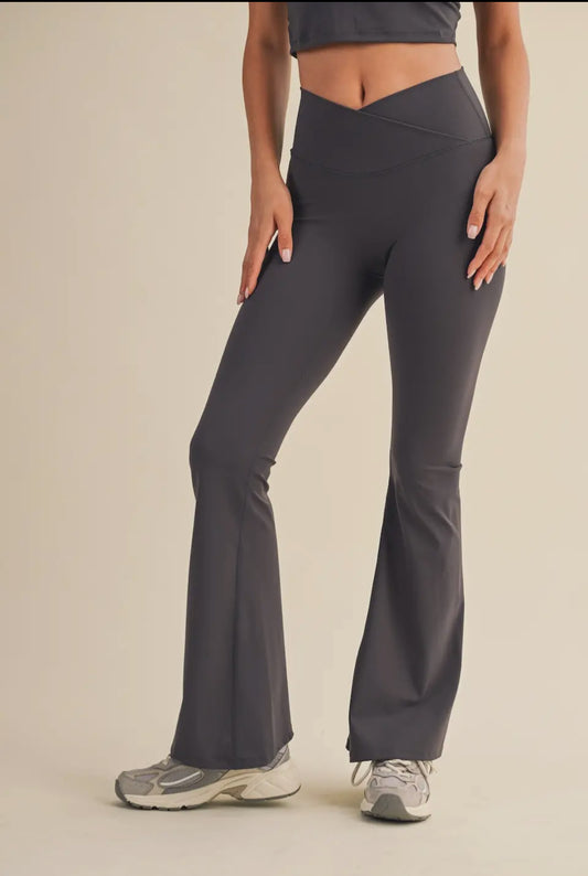 High Waist Cross Flare Leggings