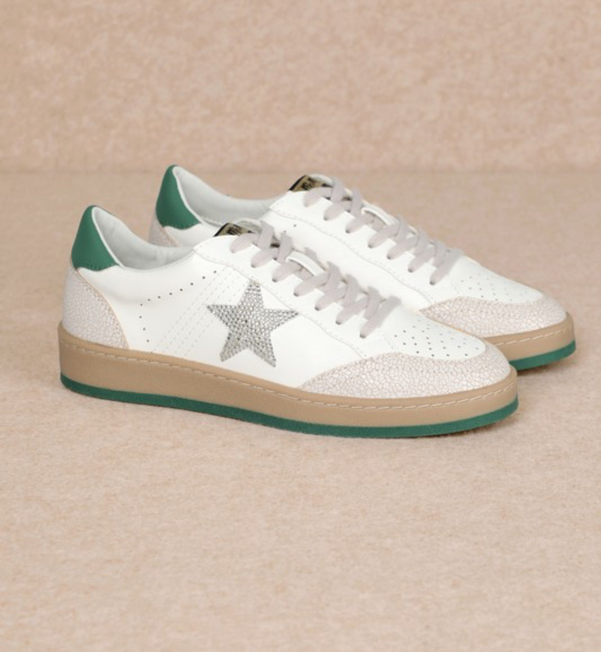 Avery Green/Taupe Leather Suede Sneakers