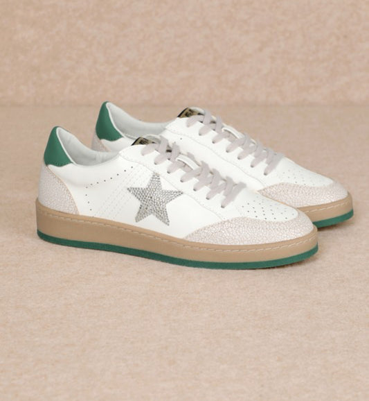 Avery Green/Taupe Leather Suede Sneakers