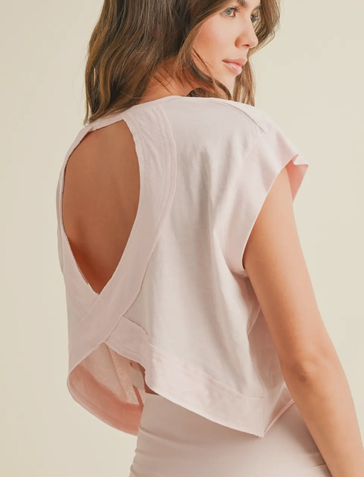 Cutout Back Top Pink