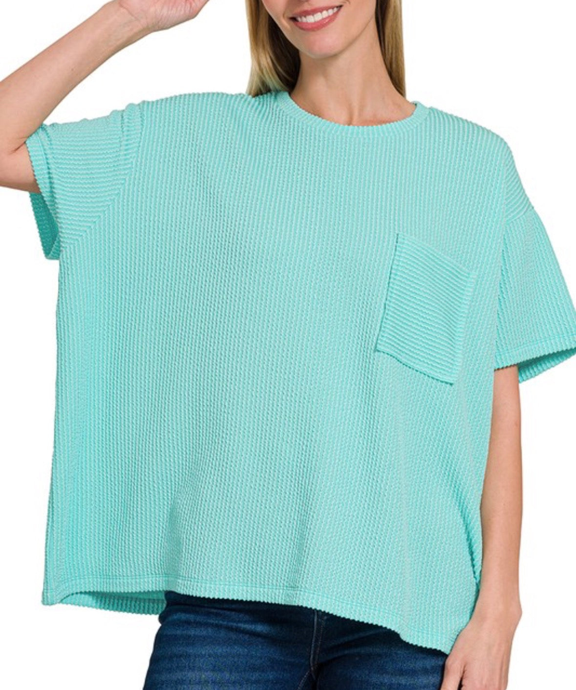 Ribbed Pocket Tee Mint