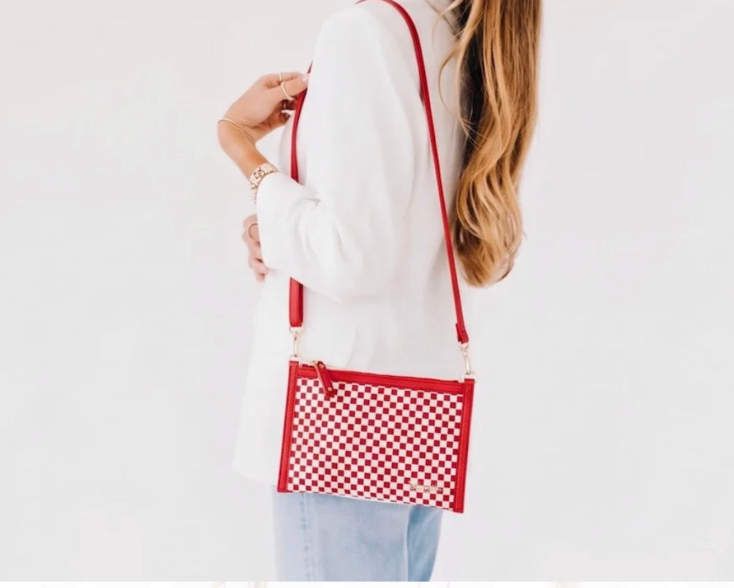 Woven Checkered Red/White Clutch