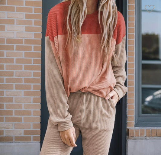 Corded Color block Pullover