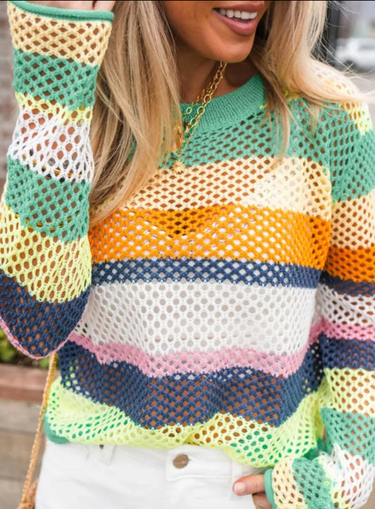 Fishnet Stripe Long Sleeve