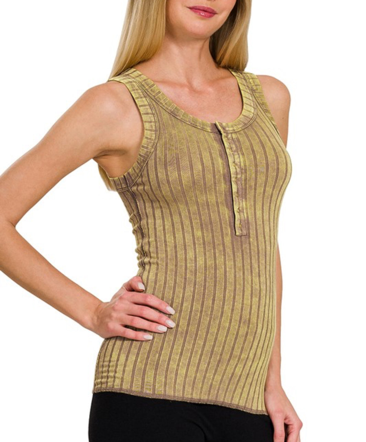 Washed Ribbed Tank Ash Mocha