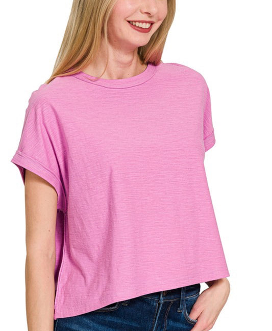 Cotton Slub Tee Bright Mauve