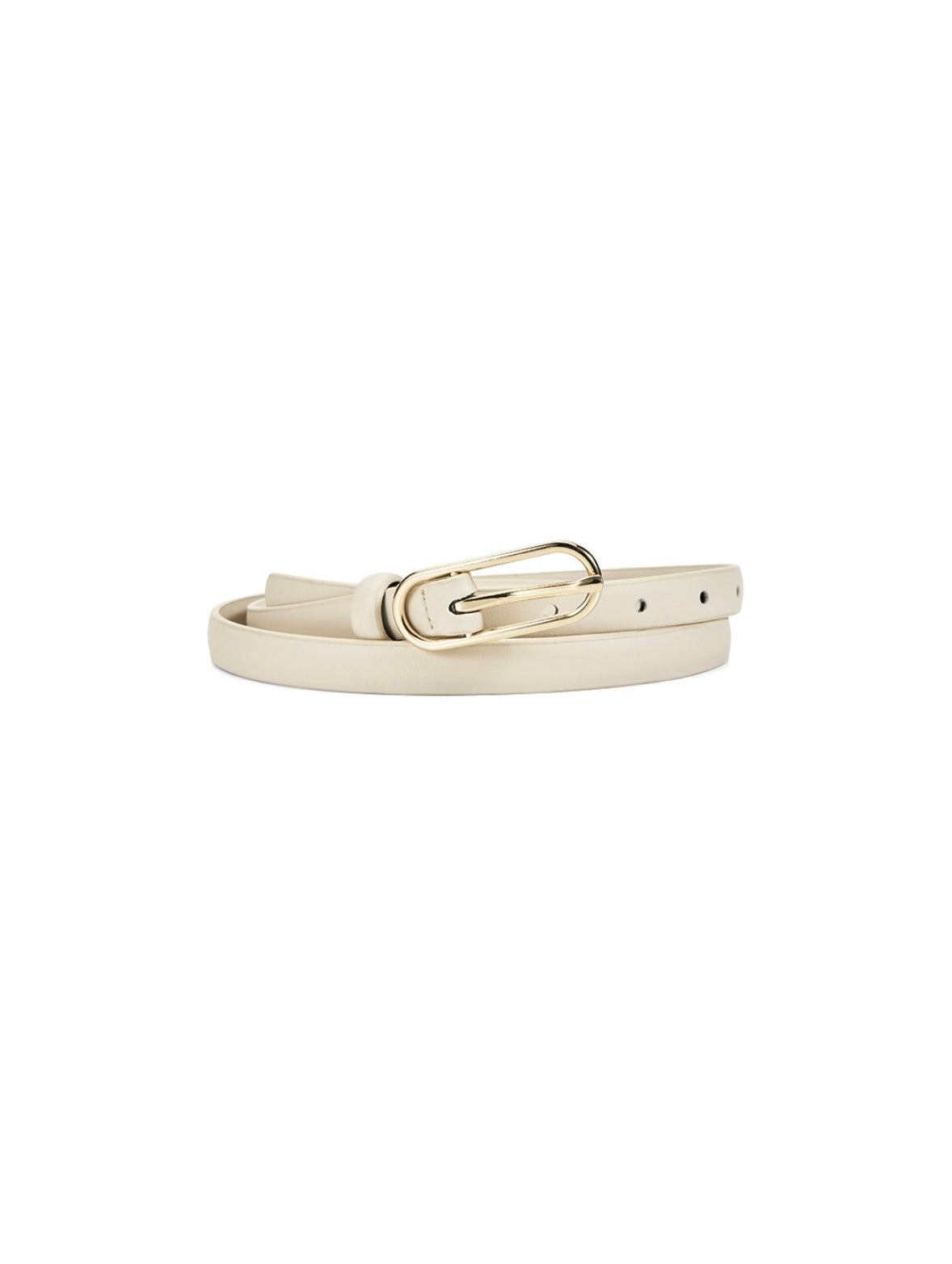 Skinny Cream Leather Belt