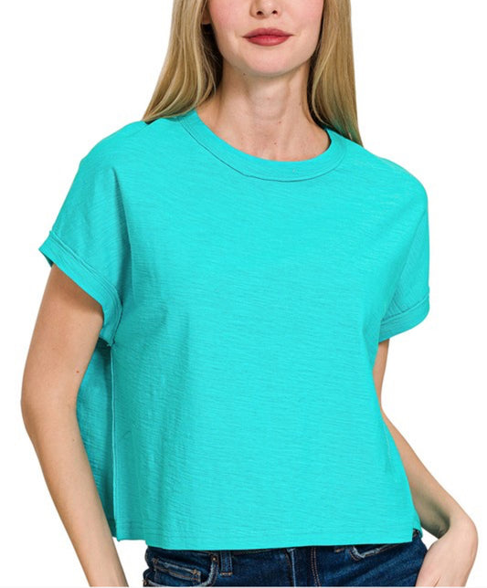 Cotton Slub Tee Turquoise