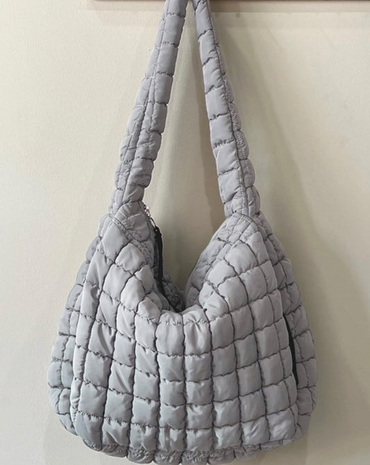 Quilted Overnight Bag-Lt Grey