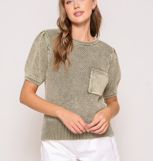 Mineral Wash Sweater Olive