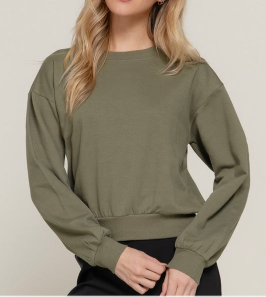 Active Basic Crop Sweatshirt - Olive