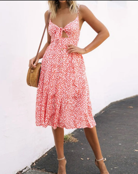 Cutout Smocked Sweetheart Dress