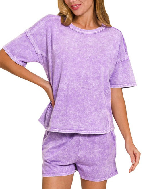Mineral Wash Short Set Lavender