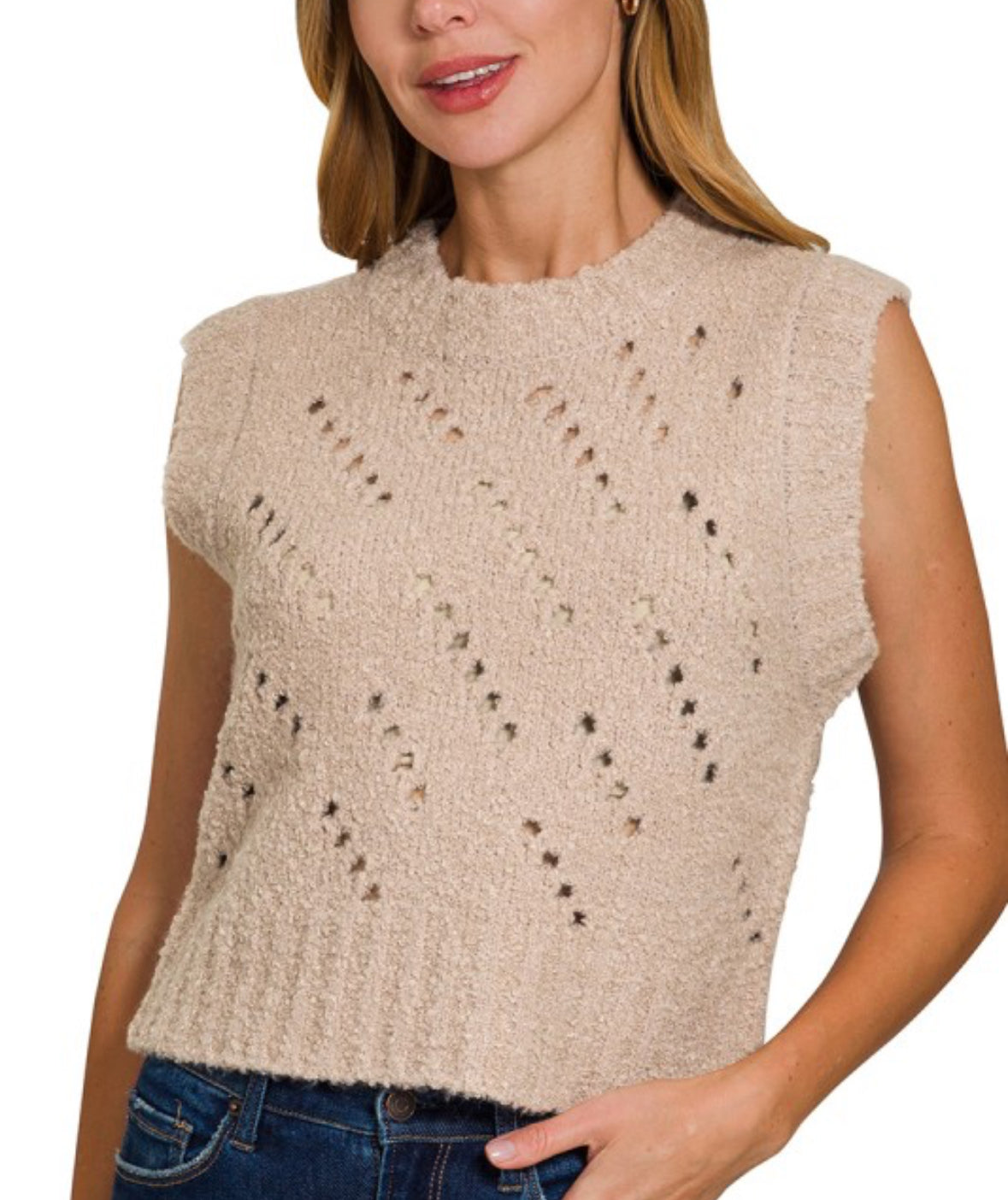Textured Wool Sweater Vest Mocha