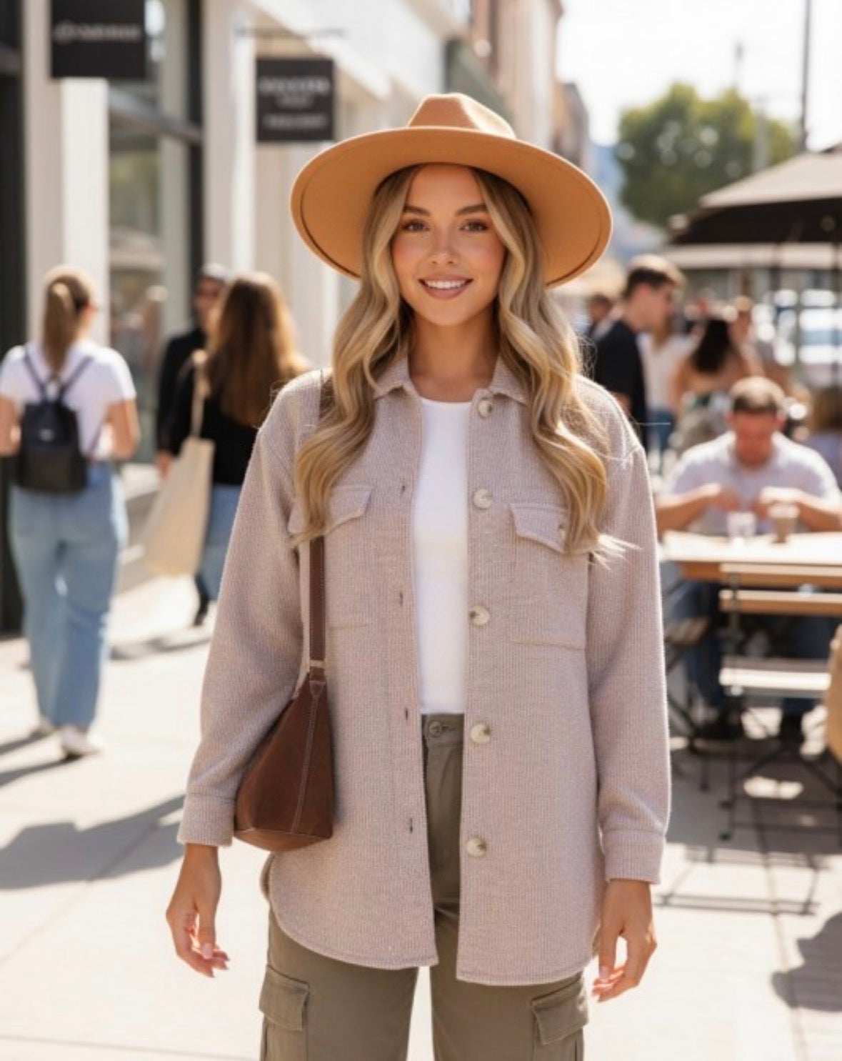 Cozy Brushed Shacket Light Brown